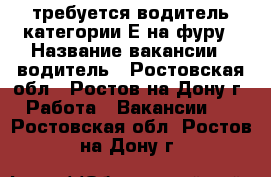 требуется водитель категории Е на фуру › Название вакансии ­ водитель - Ростовская обл., Ростов-на-Дону г. Работа » Вакансии   . Ростовская обл.,Ростов-на-Дону г.